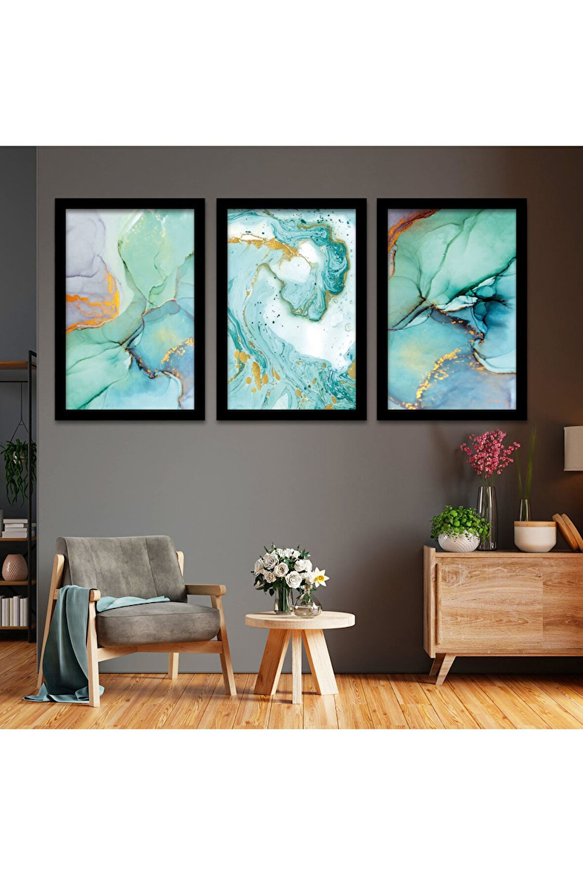 Beyaz Ahşap Çerçeveli Modern Tablo
