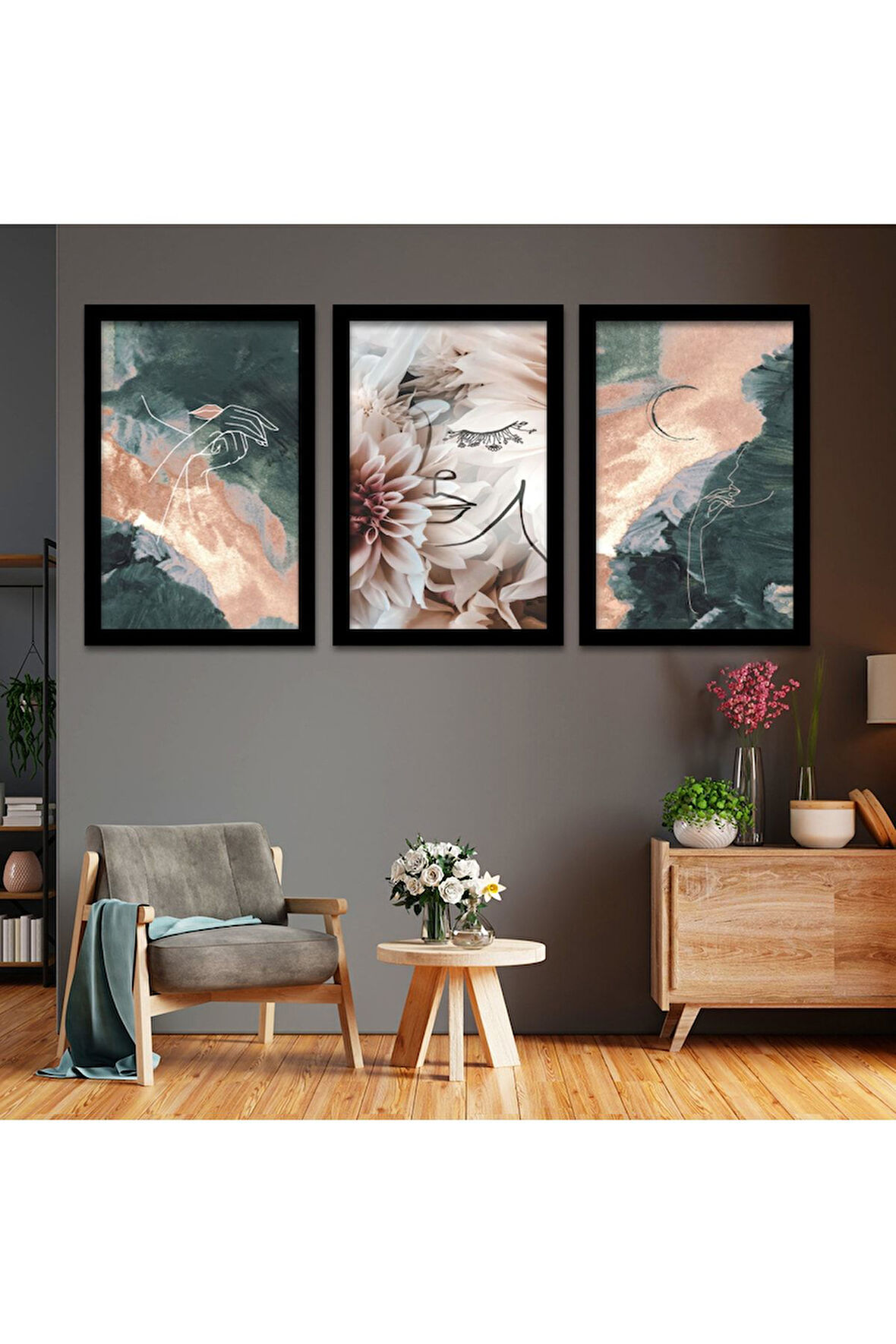 Beyaz Ahşap Çerçeveli Modern Çizim Tablo