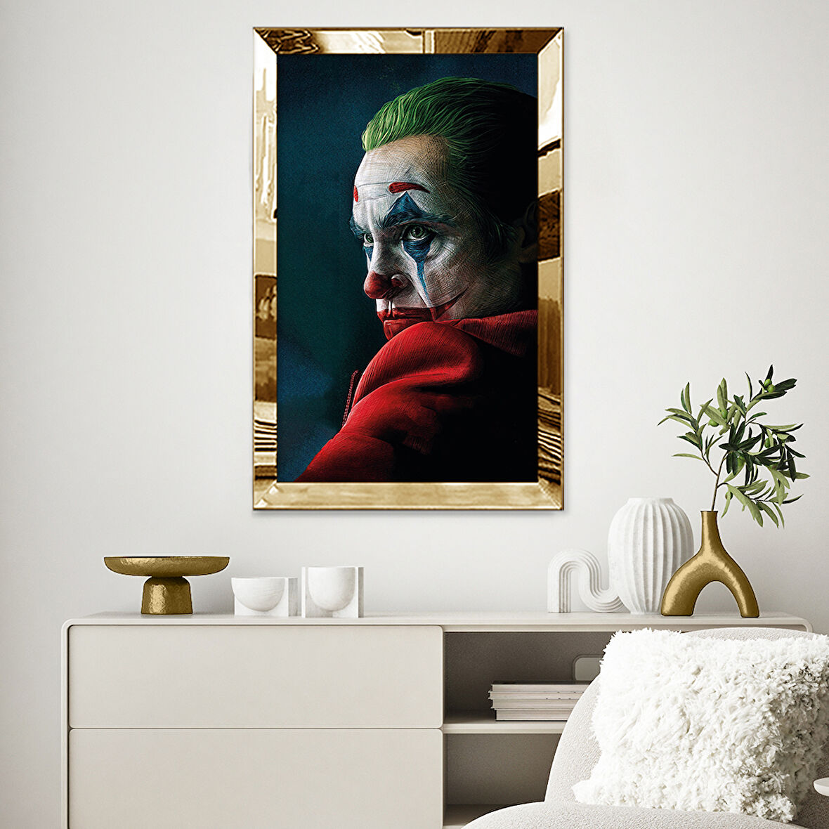 GOLD AYNALI PLEKSİ ÇERÇEVELİ JOKER TABLOSU