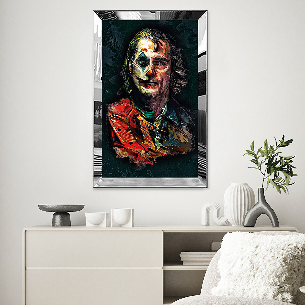 GÜMÜŞ AYNALI PLEKSİ ÇERÇEVELİ JOKER TABLOSU