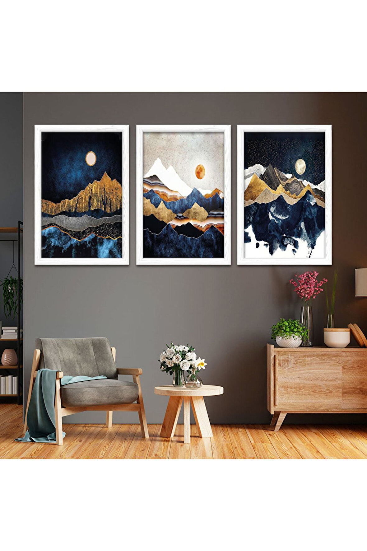 Siyah Ahşap Çerçeveli Kolaj Çizim Tablo