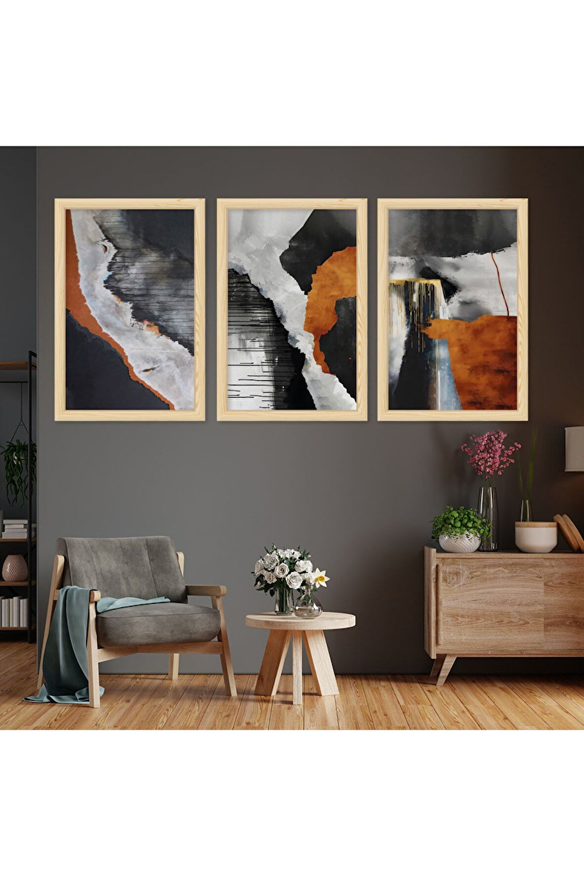 Siyah Ahşap Çerçeveli Modern Tablo