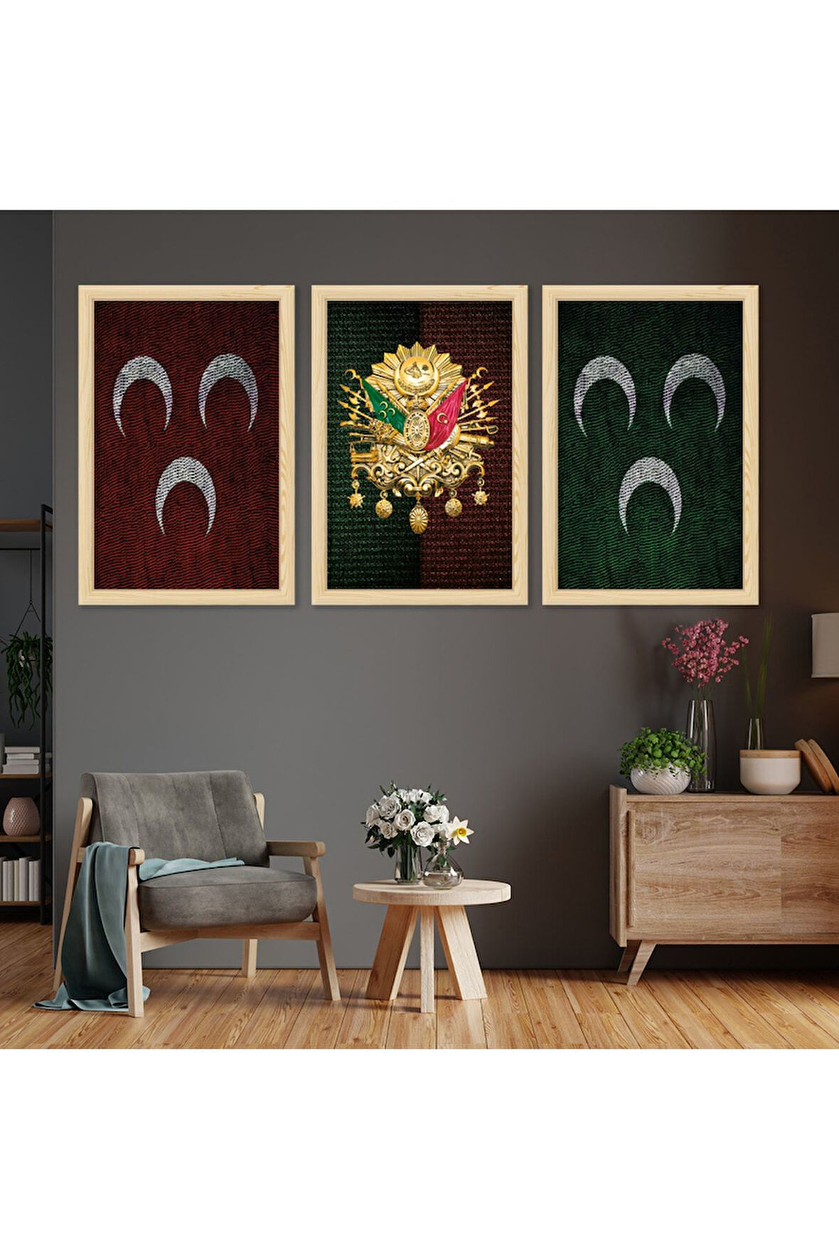 Beyaz Ahşap Çerçeveli Osmanlı Tuğrası Tablo