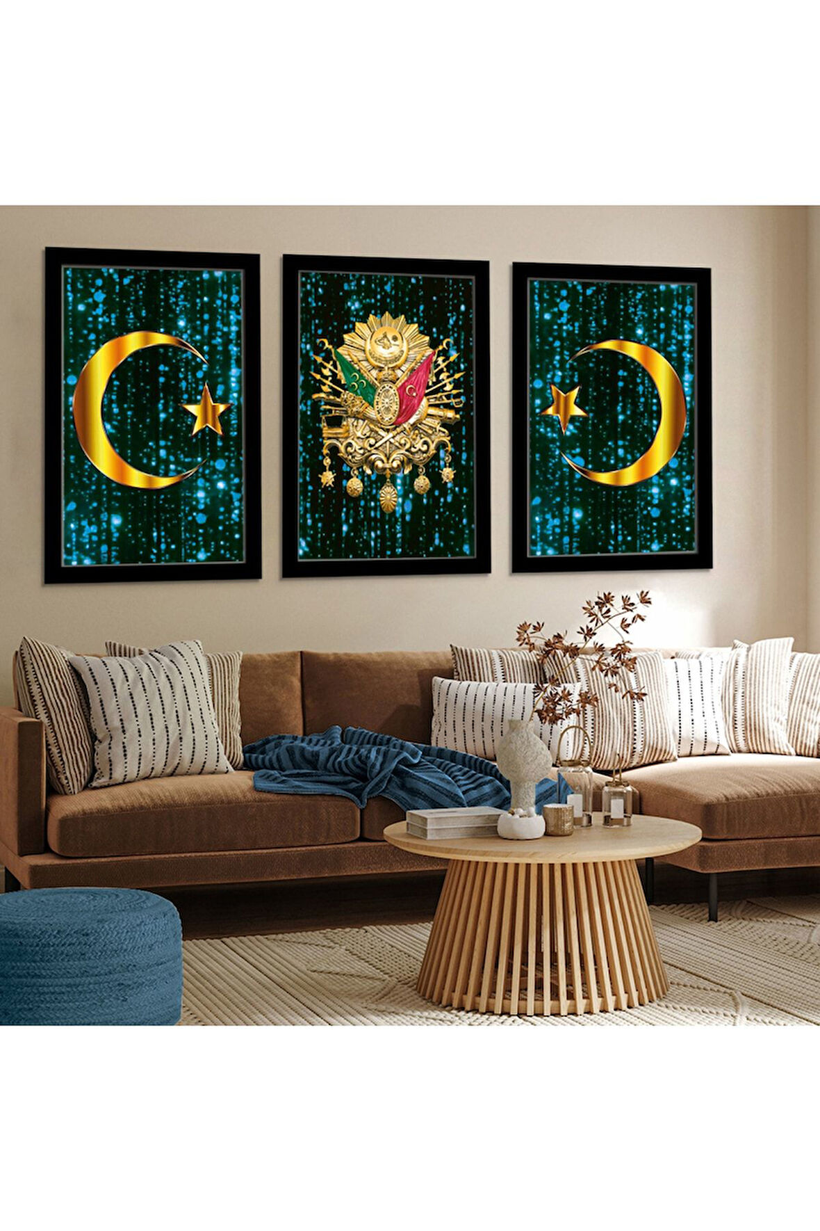 Siyah Ahşap Çerçeveli Osmanlı Tuğrası Tablo