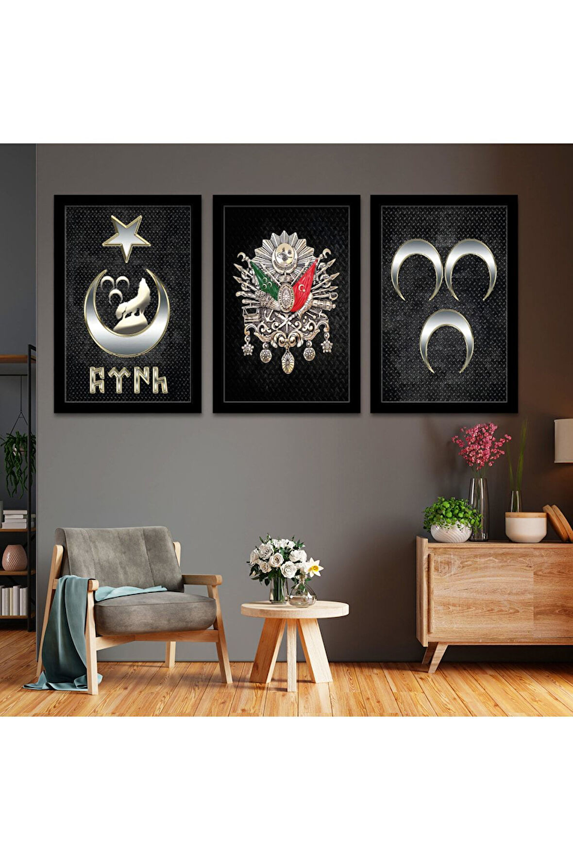 Beyaz Ahşap Çerçeveli Osmanlı Tuğrası Tablo