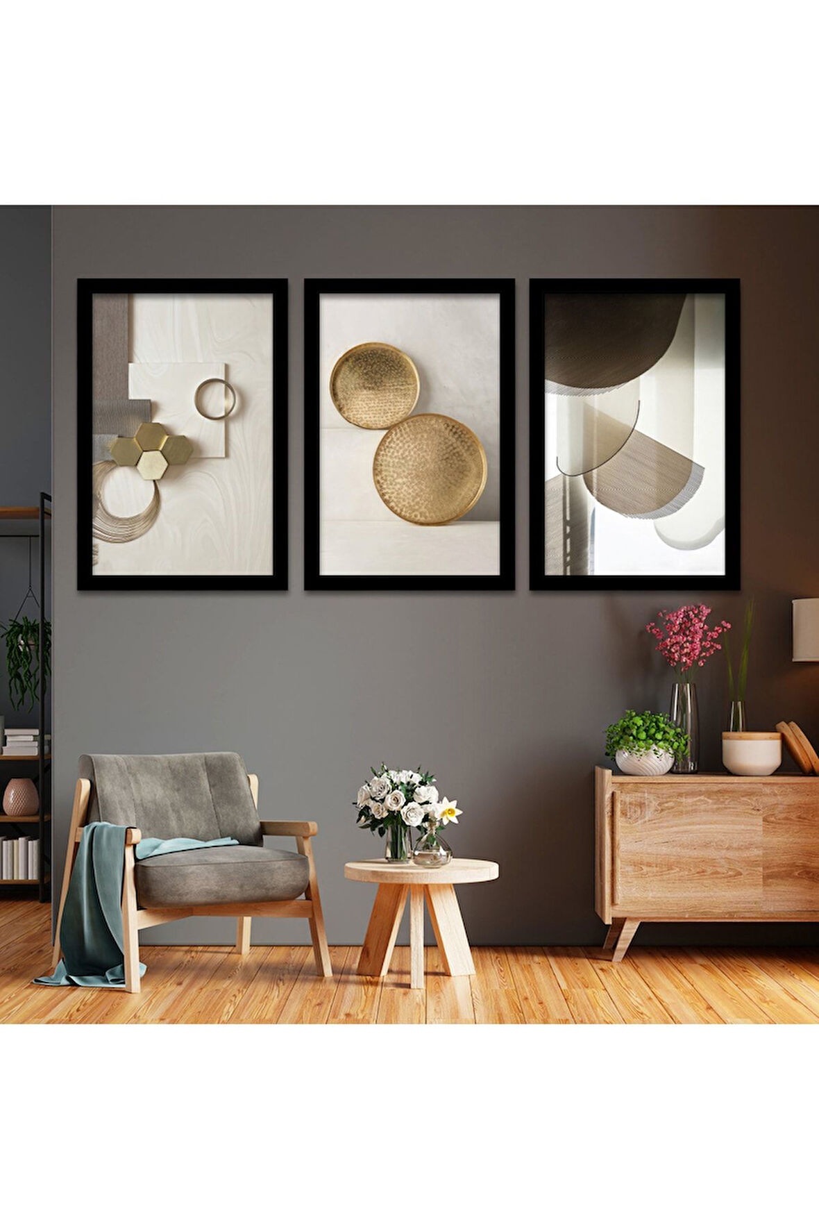 Beyaz Ahşap Çerçeveli Modern Tablo