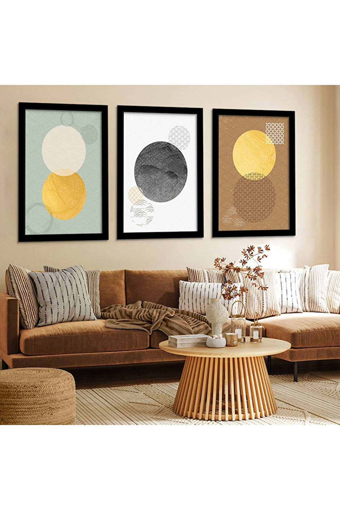 Siyah Ahşap Çerçeveli Kolaj Çizim Tablo