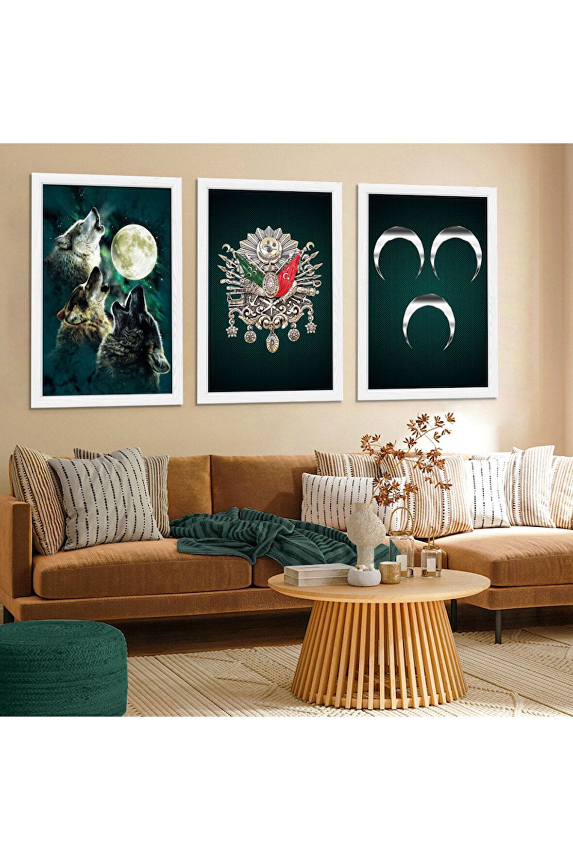 Beyaz Ahşap Çerçeveli Osmanlı Tuğrası Tablo