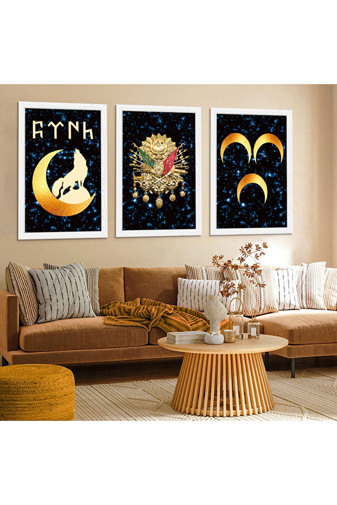 Beyaz Ahşap Çerçeveli Osmanlı Tuğrası Tablo