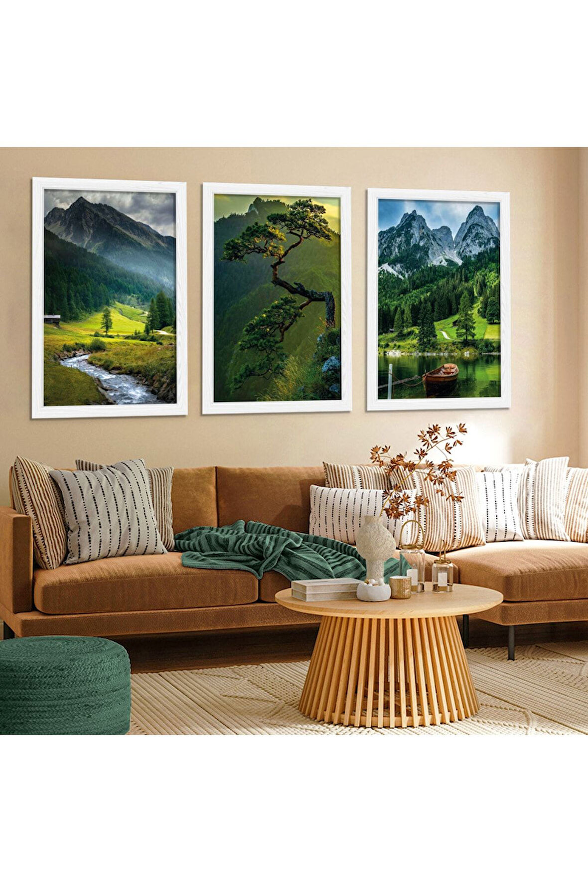 Beyaz Ahşap Çerçeveli Doğa Tablo