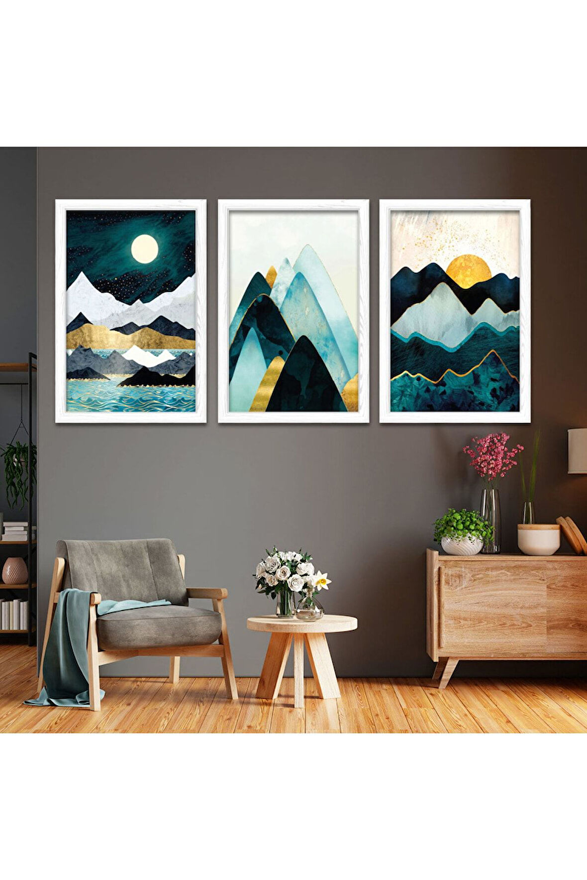 Siyah Ahşap Çerçeveli Kolaj Çizim Tablo