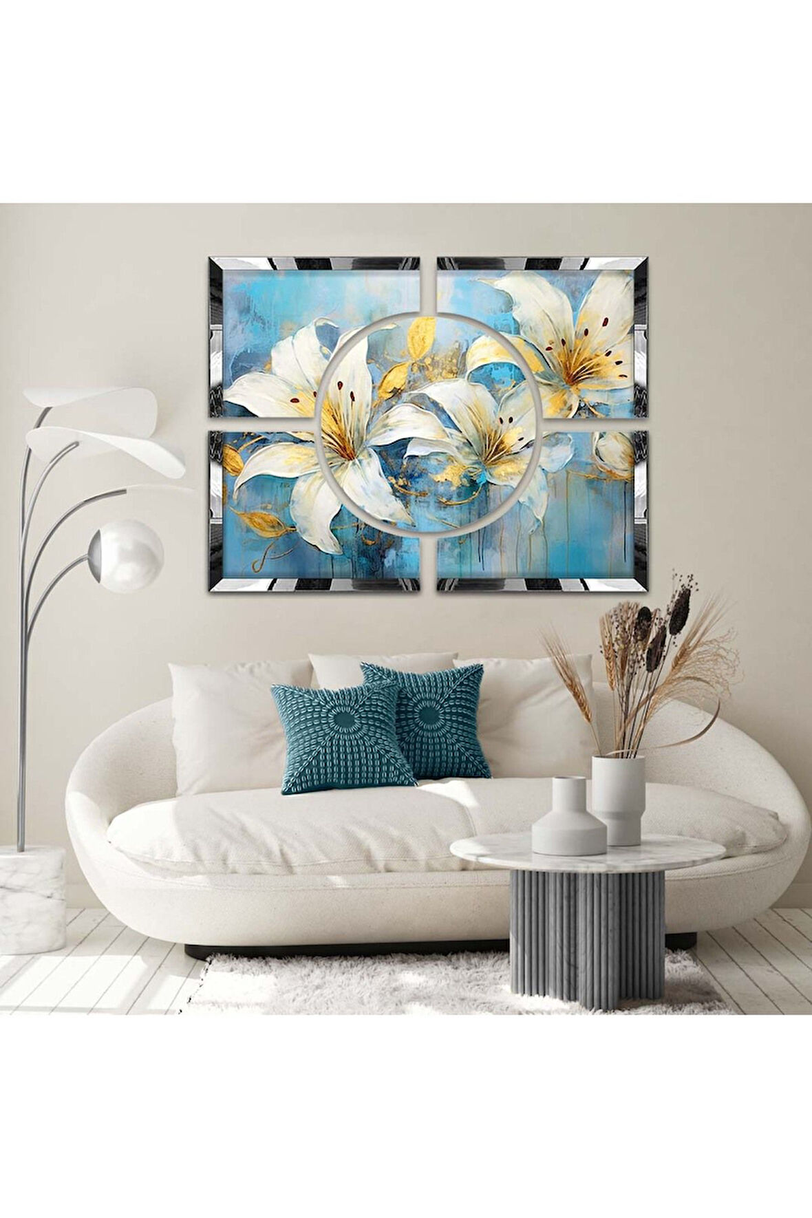 RENKLİ ÇİÇEK PLEKSİ KENAR TABLO SETİ