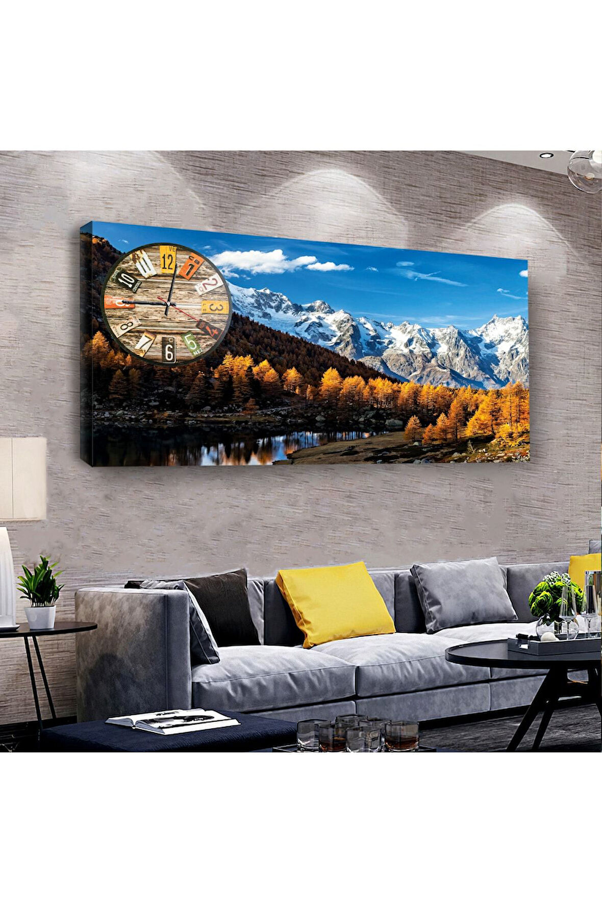 Manzara 120 X 60 Saatli Kanvas Tablo