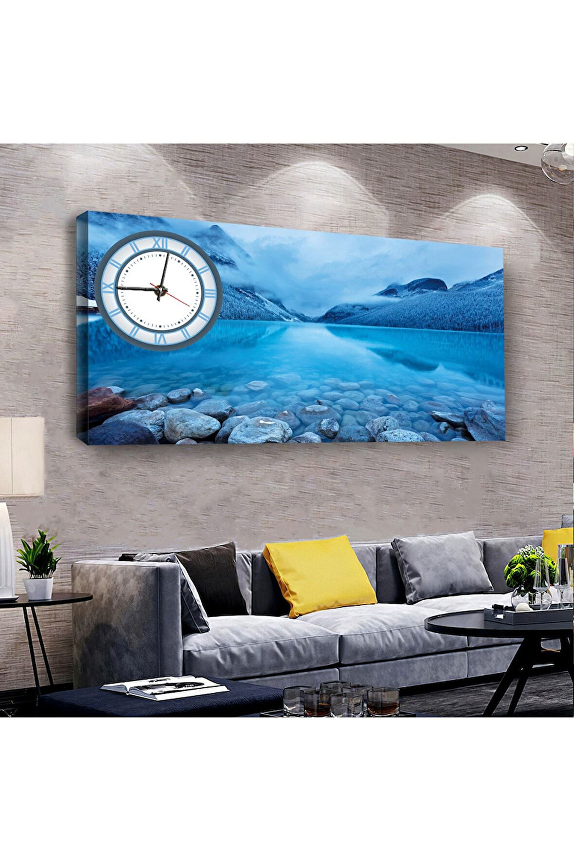 Kış Manzara 120 X 60 Saatli Kanvas Tablo
