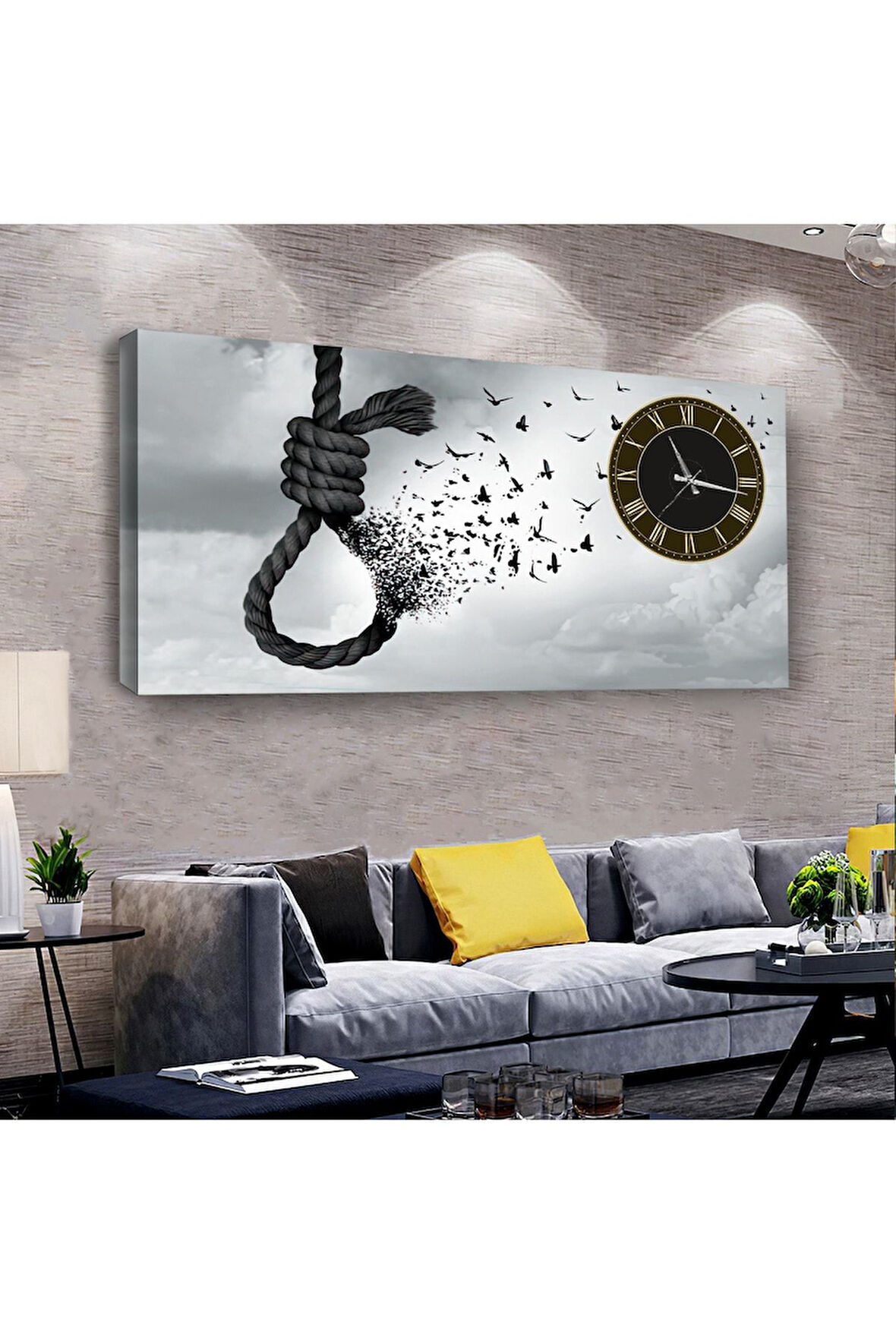 Halat 120 X 60 Saatli Kanvas Tablo