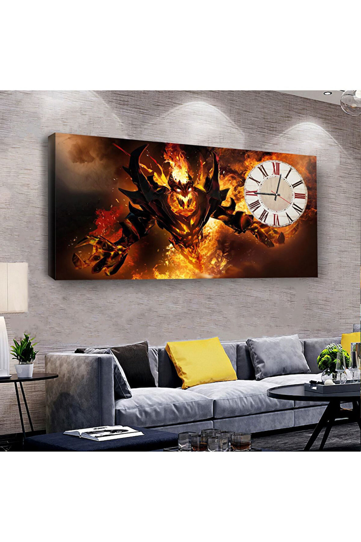 Sanal Dünya 120 X 60 Saatli Kanvas Tablo