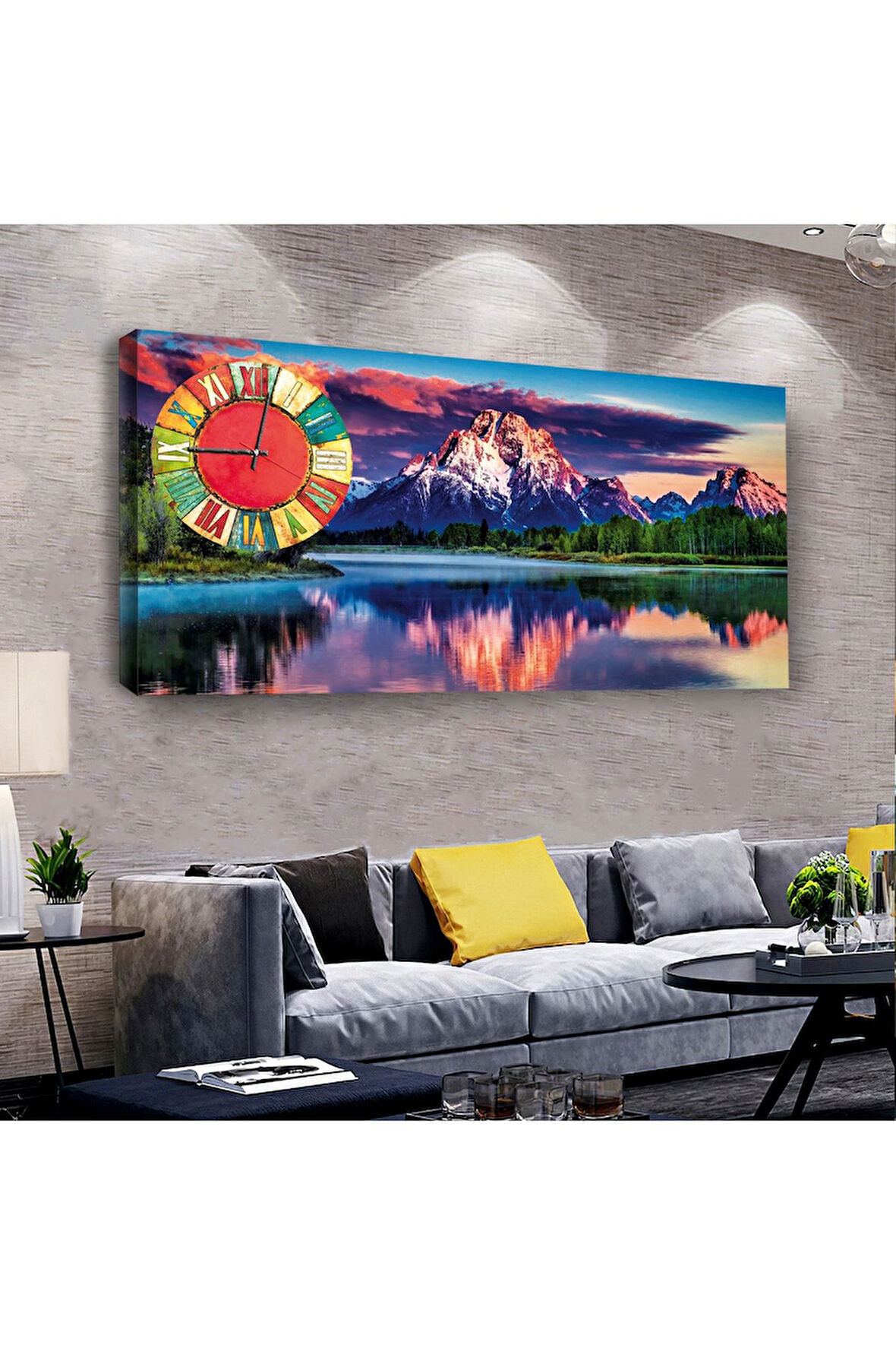 Doğa Manzara 120 X 60 Saatli Kanvas Tablo