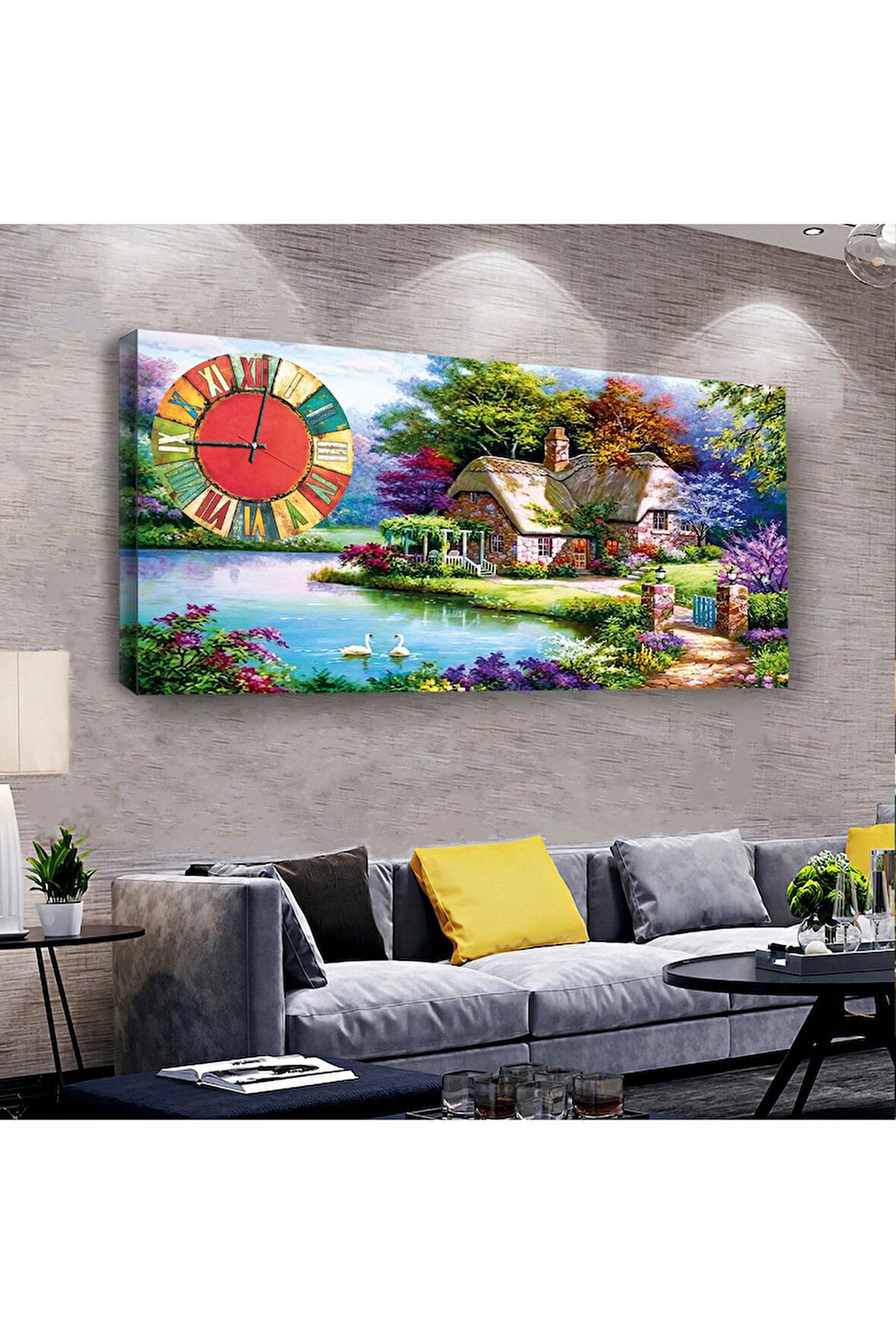 Manzara Tablo 120 X 60 Saatli Kanvas Tablo