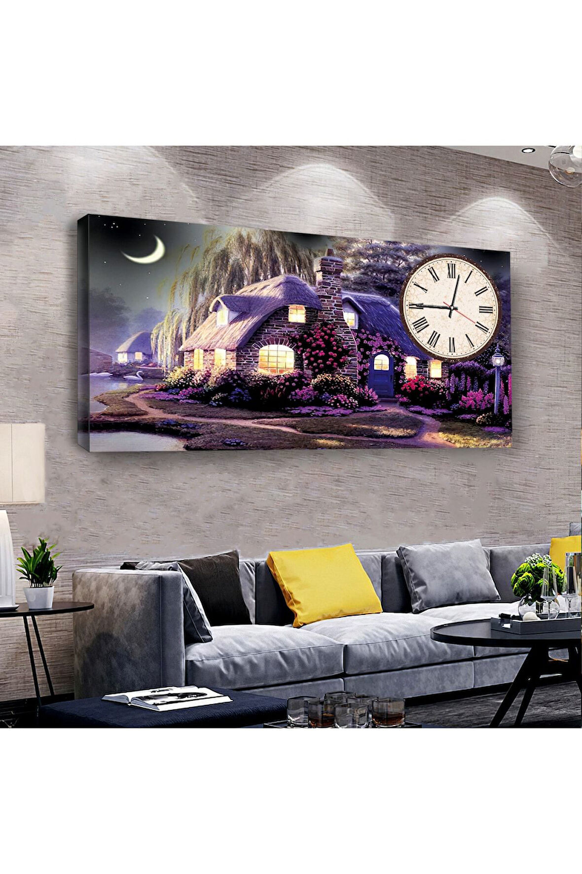 Manzara Tablo 120 X 60 Saatli Kanvas Tablo