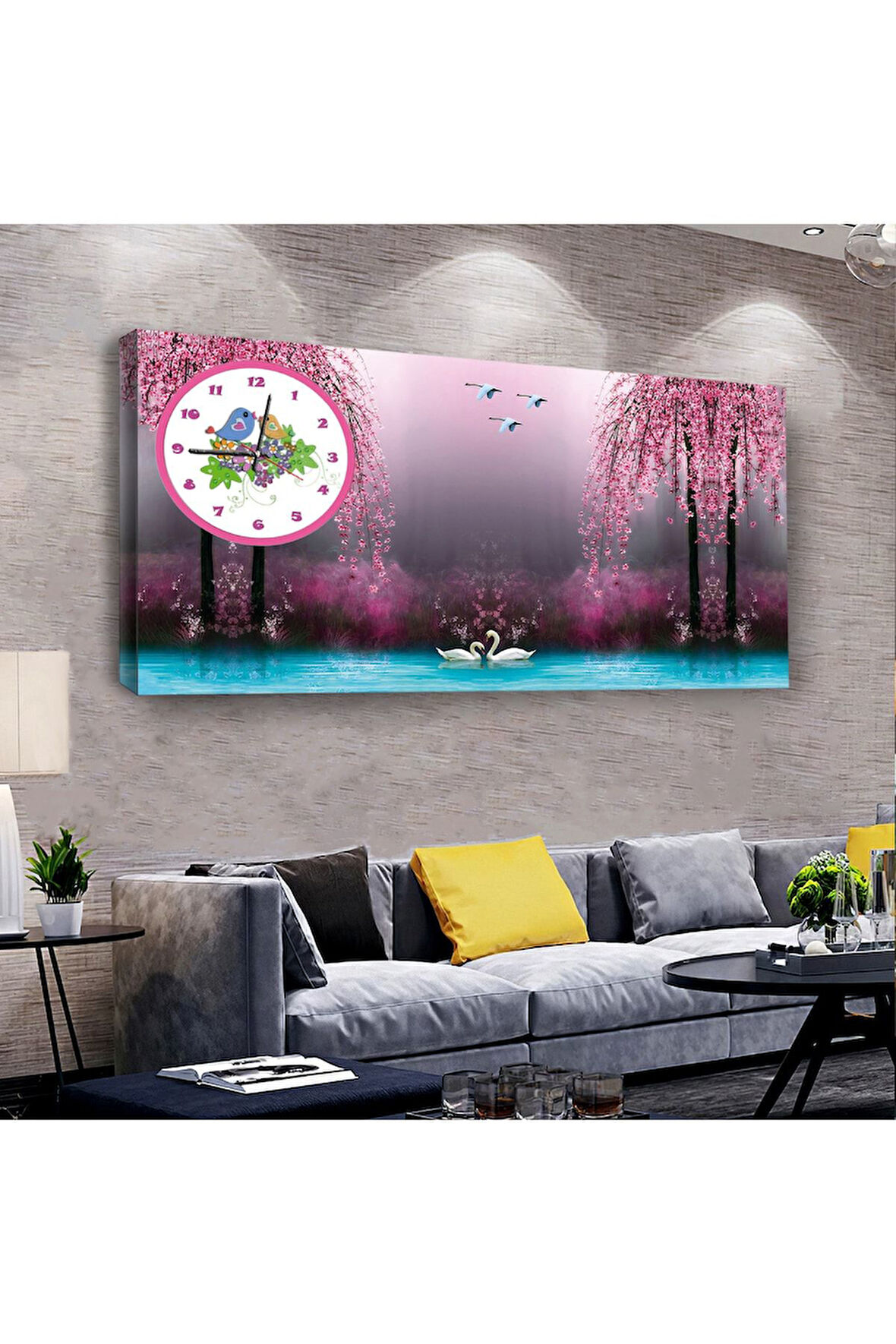 Manzara 120 X 60 Saatli Kanvas Tablo