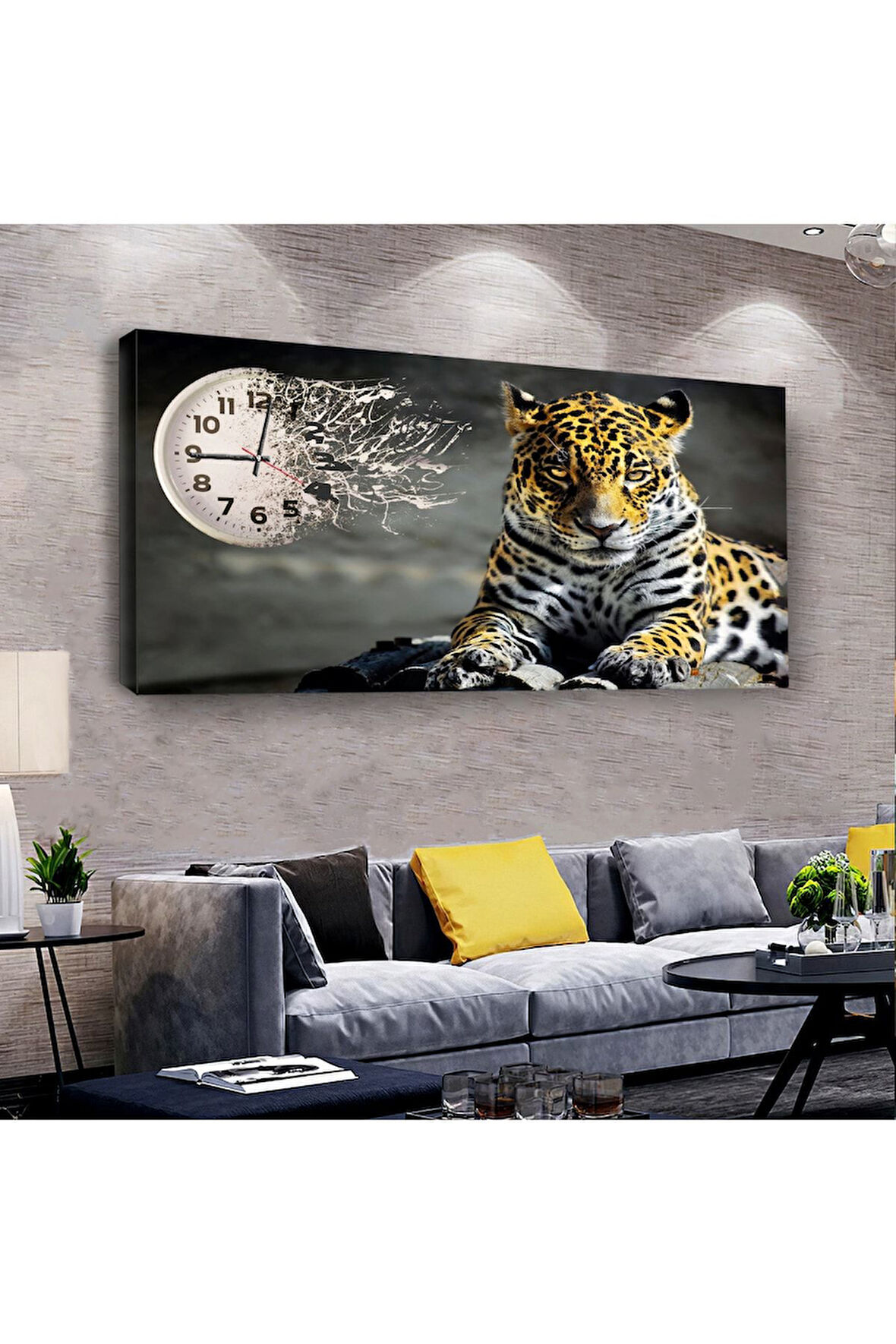 Çita 120 X 60 Saatli Kanvas Tablo