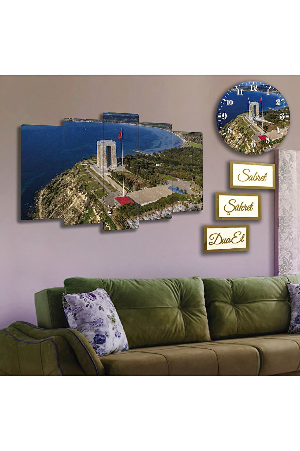 Çanakkale Şehitlik Mdf Tablo Saat Ve 3lü Pleksi Kenar Dua Seti