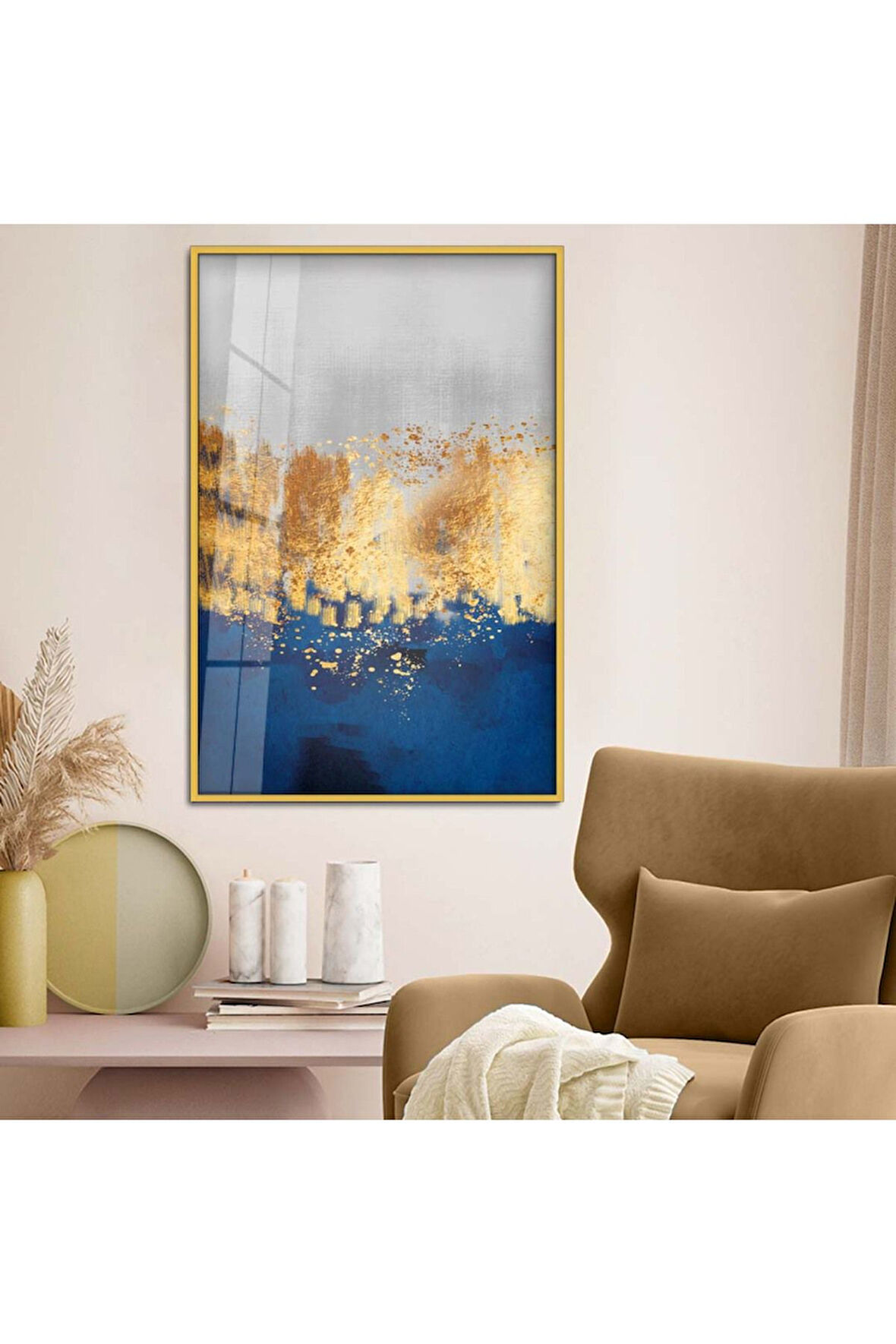 Siyah Metal Çerçeveli Kolaj Çizim Kırılmaz Cam Tablo