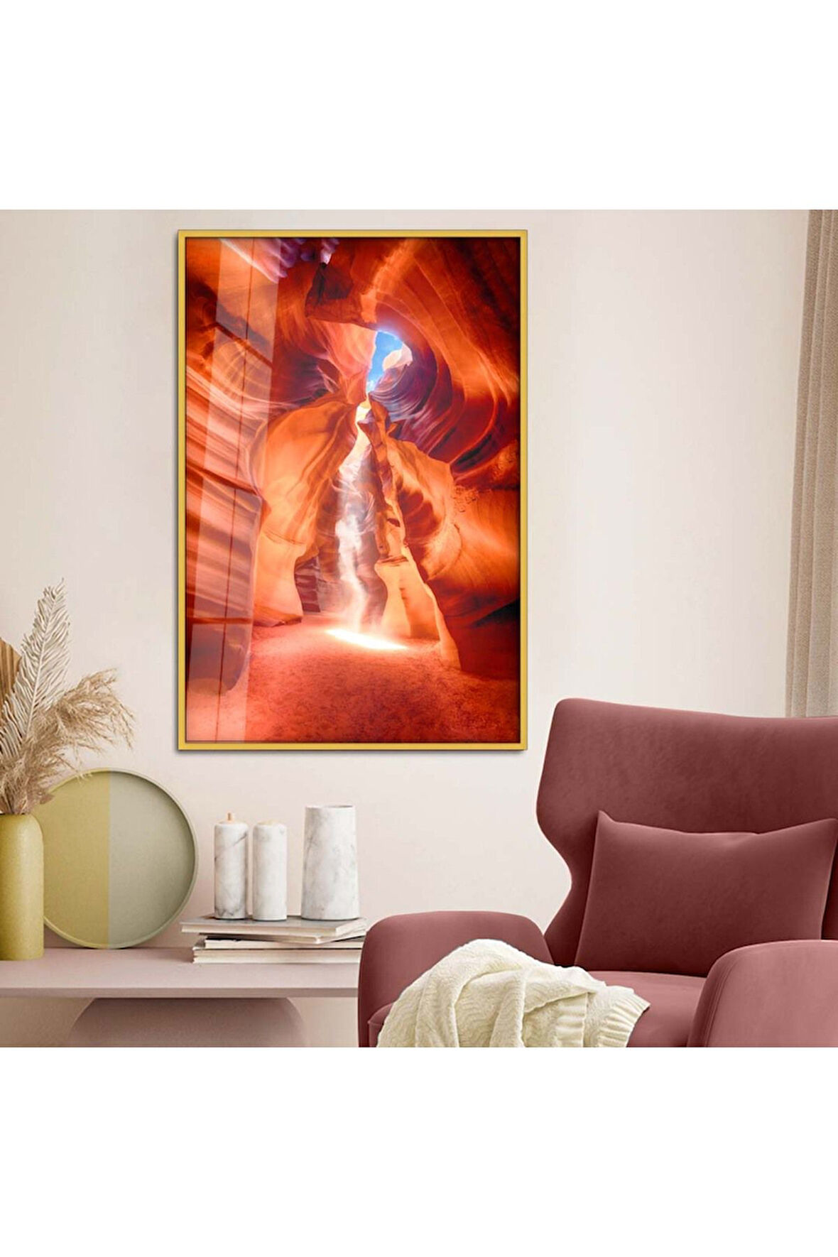 Gümüş Metal Çerçeveli Modern Çizim Kırılmaz Cam Tablo