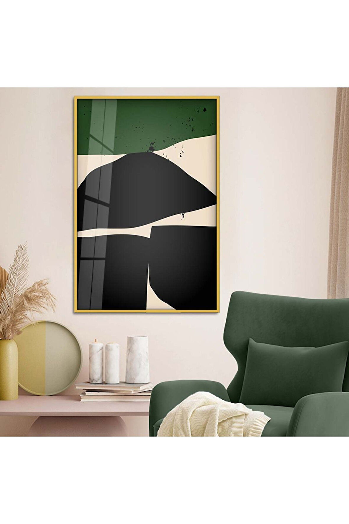 Gümüş Metal Çerçeveli Modern Çizim Kırılmaz Cam Tablo