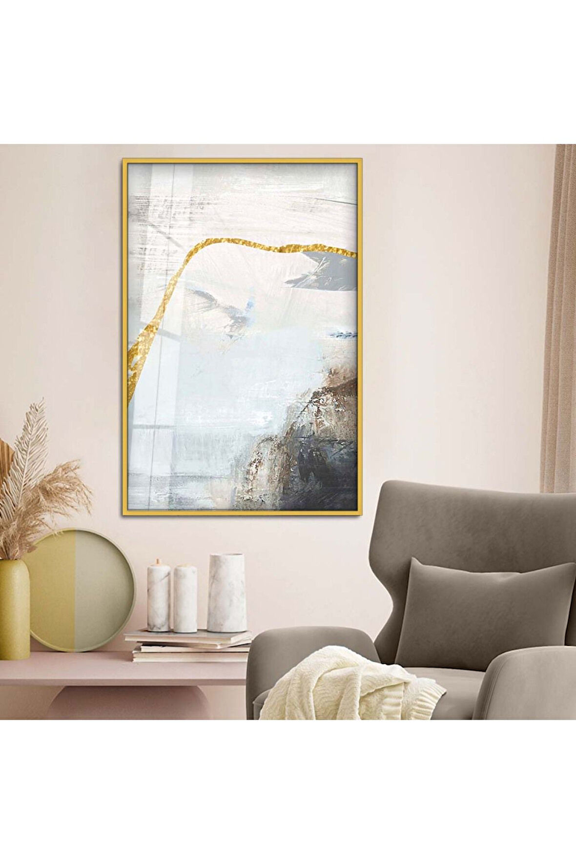 Siyah Metal Çerçeveli Modern Çizim Soyut Tema Kırılmaz Cam Tablo