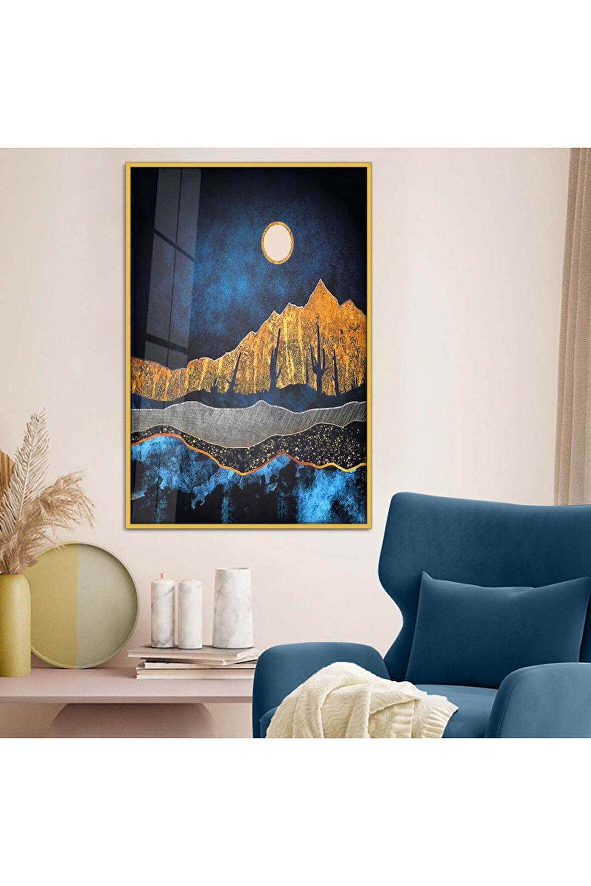 Siyah Metal Çerçeveli Kolaj Çizim Soyut Tema Kırılmaz Cam Tablo