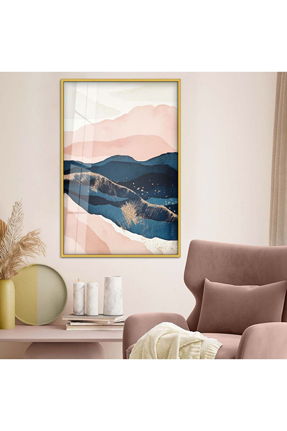 Siyah Metal Çerçeveli Kolaj Çizim Kırılmaz Cam Tablo