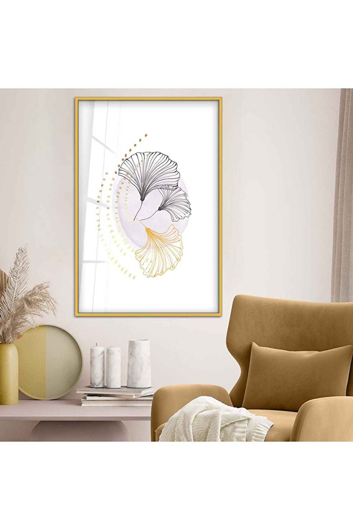 Gümüş Metal Çerçeveli Kolaj Çizim Çiçek Kırılmaz Cam Tablo