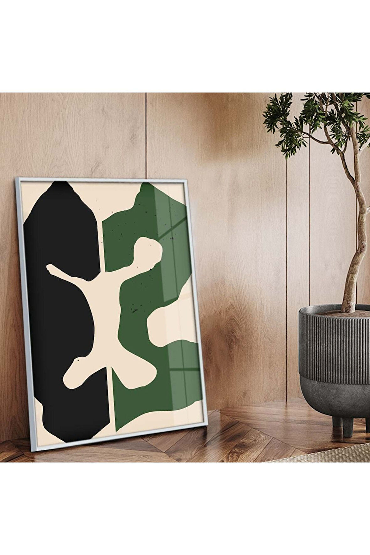 Gümüş Metal Çerçeveli Modern Çizim Kırılmaz Cam Tablo