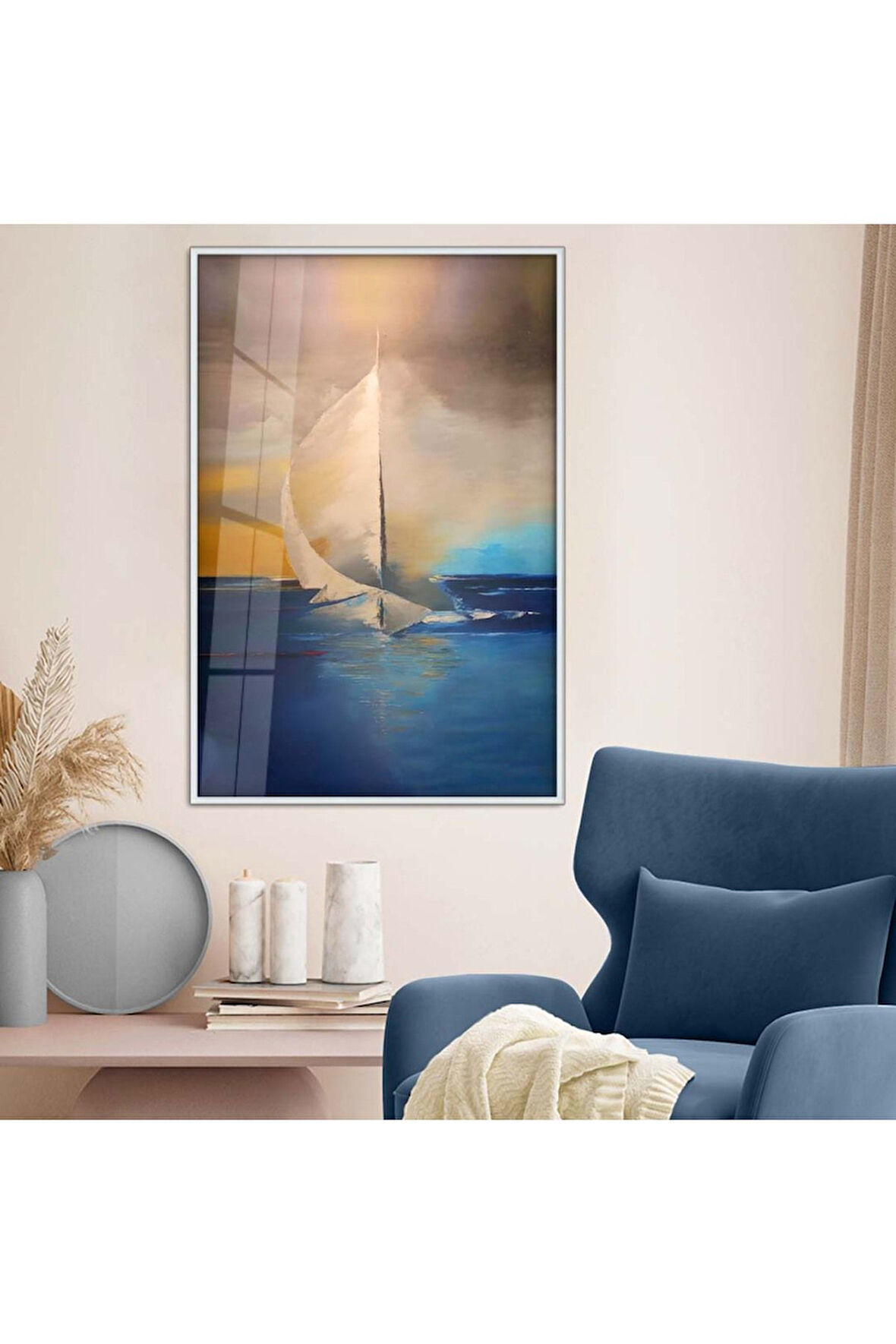 Siyah Metal Çerçeveli Modern Çizim Soyut Tema Kırılmaz Cam Tablo