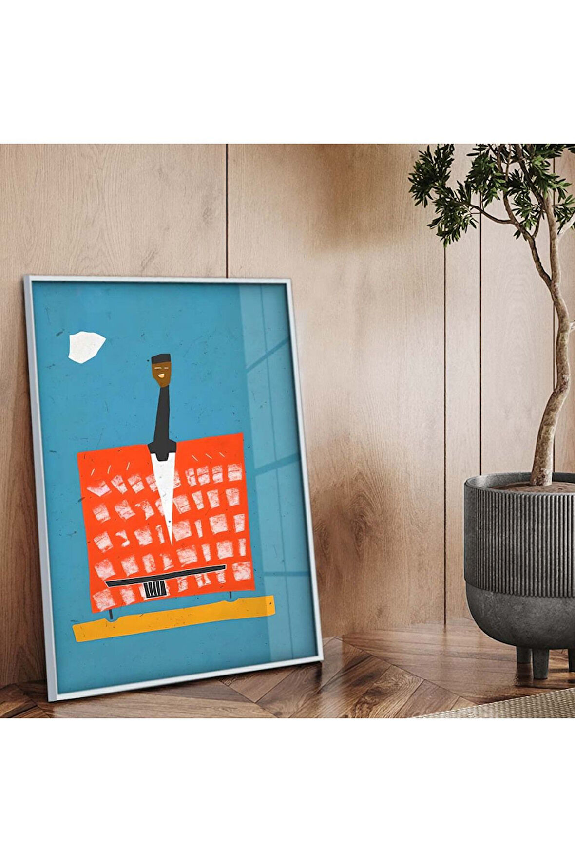 Gümüş Metal Çerçeveli Modern Çizim Kırılmaz Cam Tablo