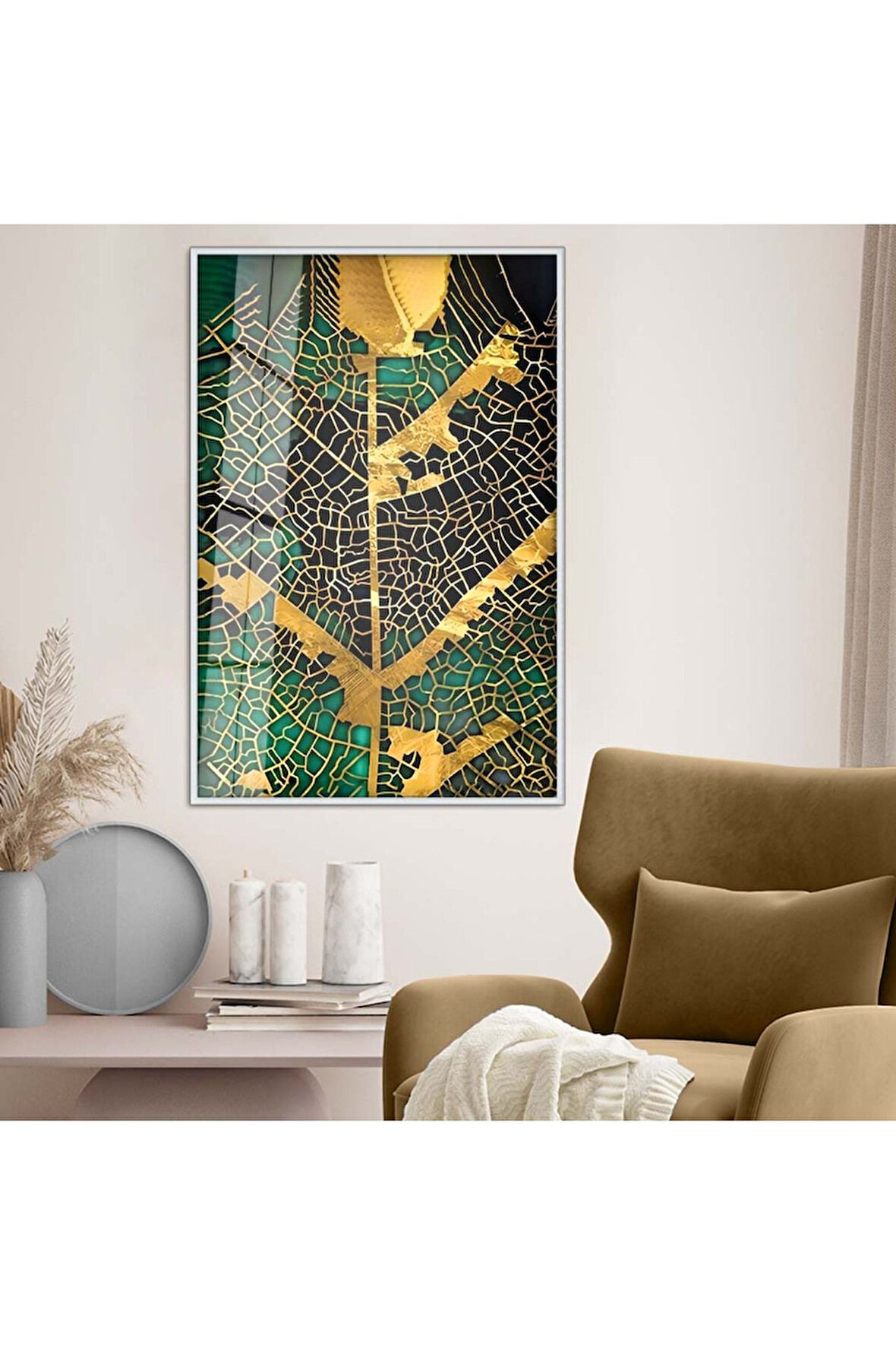 Siyah Metal Çerçeveli Modern Çizim Soyut Tema Kırılmaz Cam Tablo