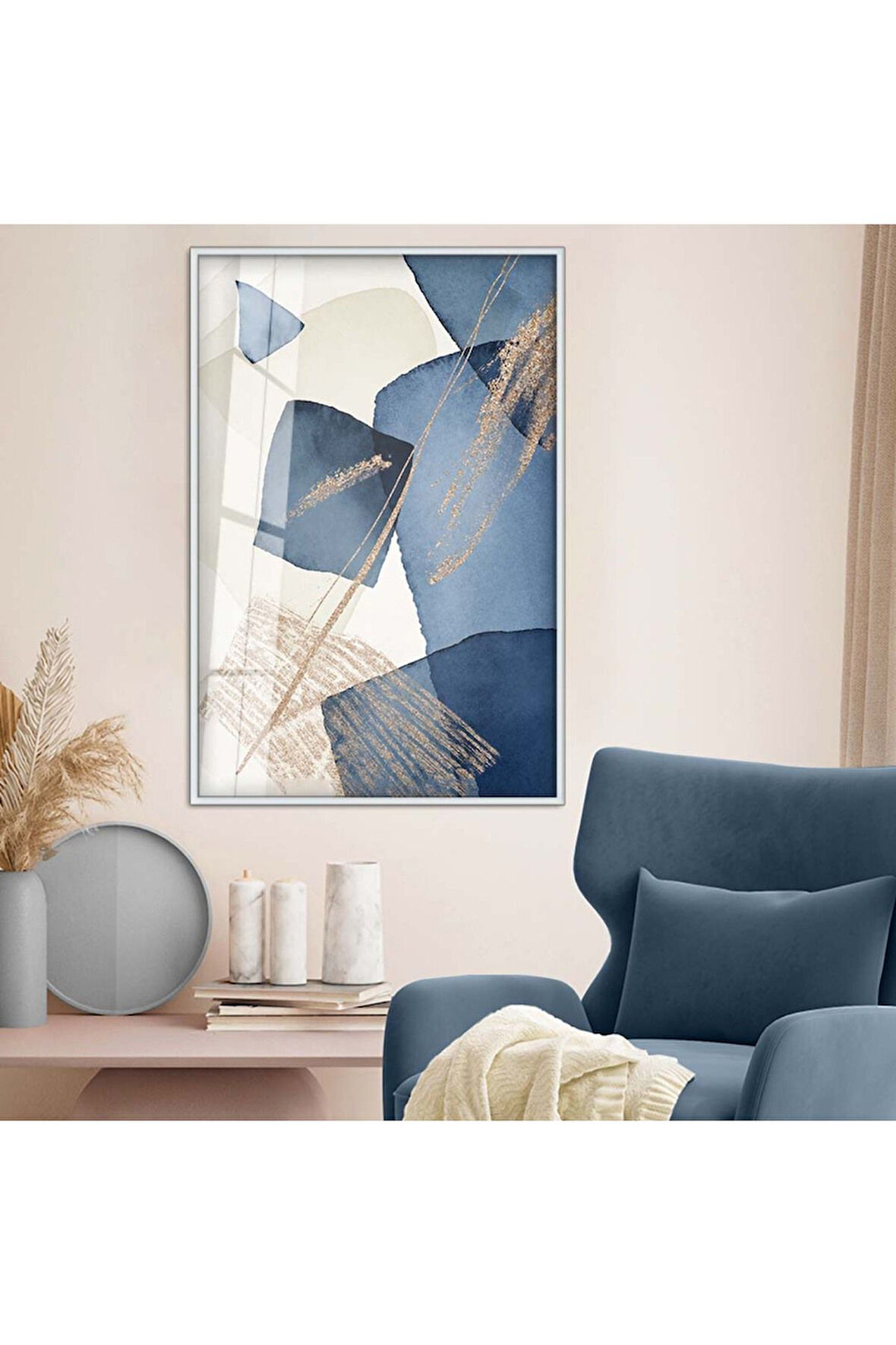 Siyah Metal Çerçeveli Kolaj Çizim Kırılmaz Cam Tablo