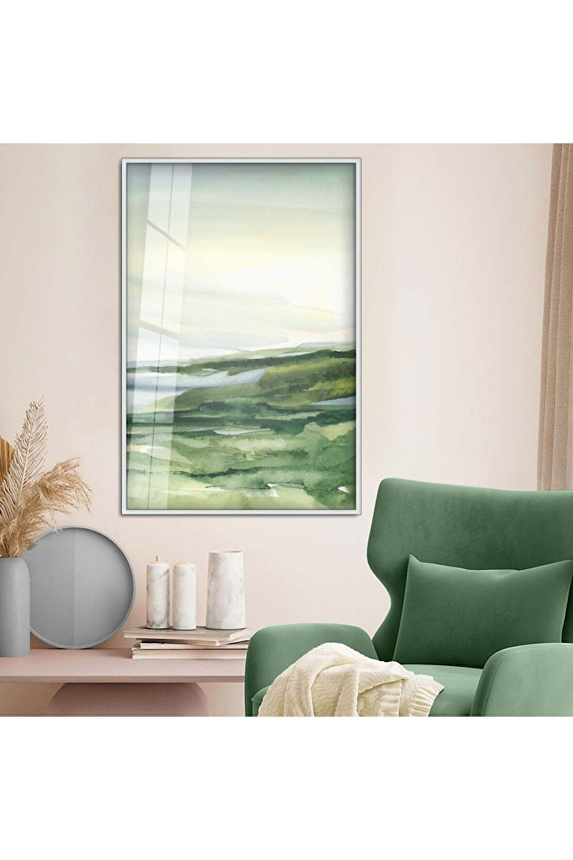 Siyah Metal Çerçeveli Modern Çizim Soyut Tema Kırılmaz Cam Tablo