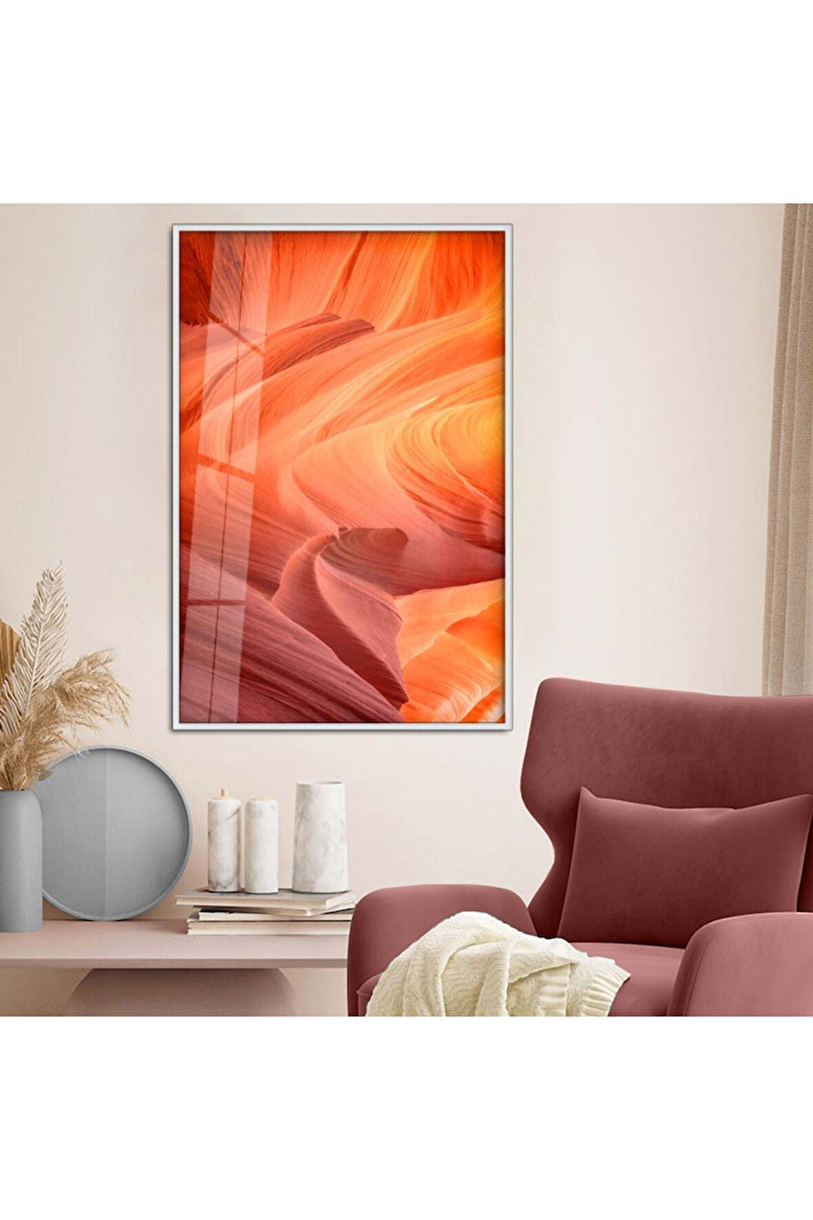 Siyah Metal Çerçeveli Modern Çizim Kırılmaz Cam Tablo