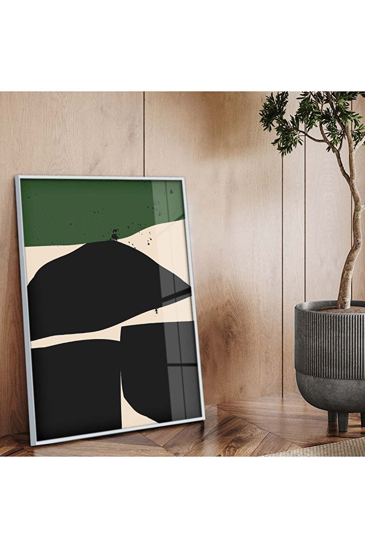 Gümüş Metal Çerçeveli Modern Çizim Kırılmaz Cam Tablo