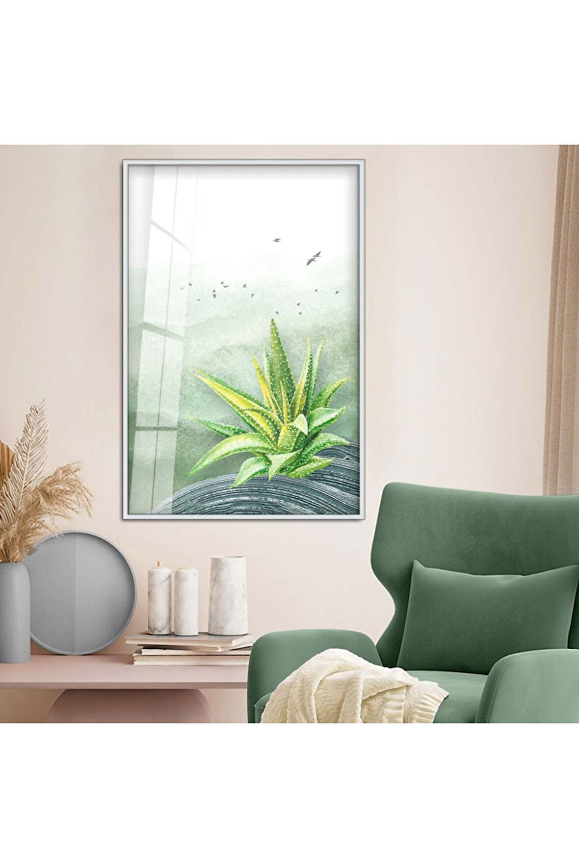 Siyah Metal Çerçeveli Modern Çizim Soyut Tema Kırılmaz Cam Tablo