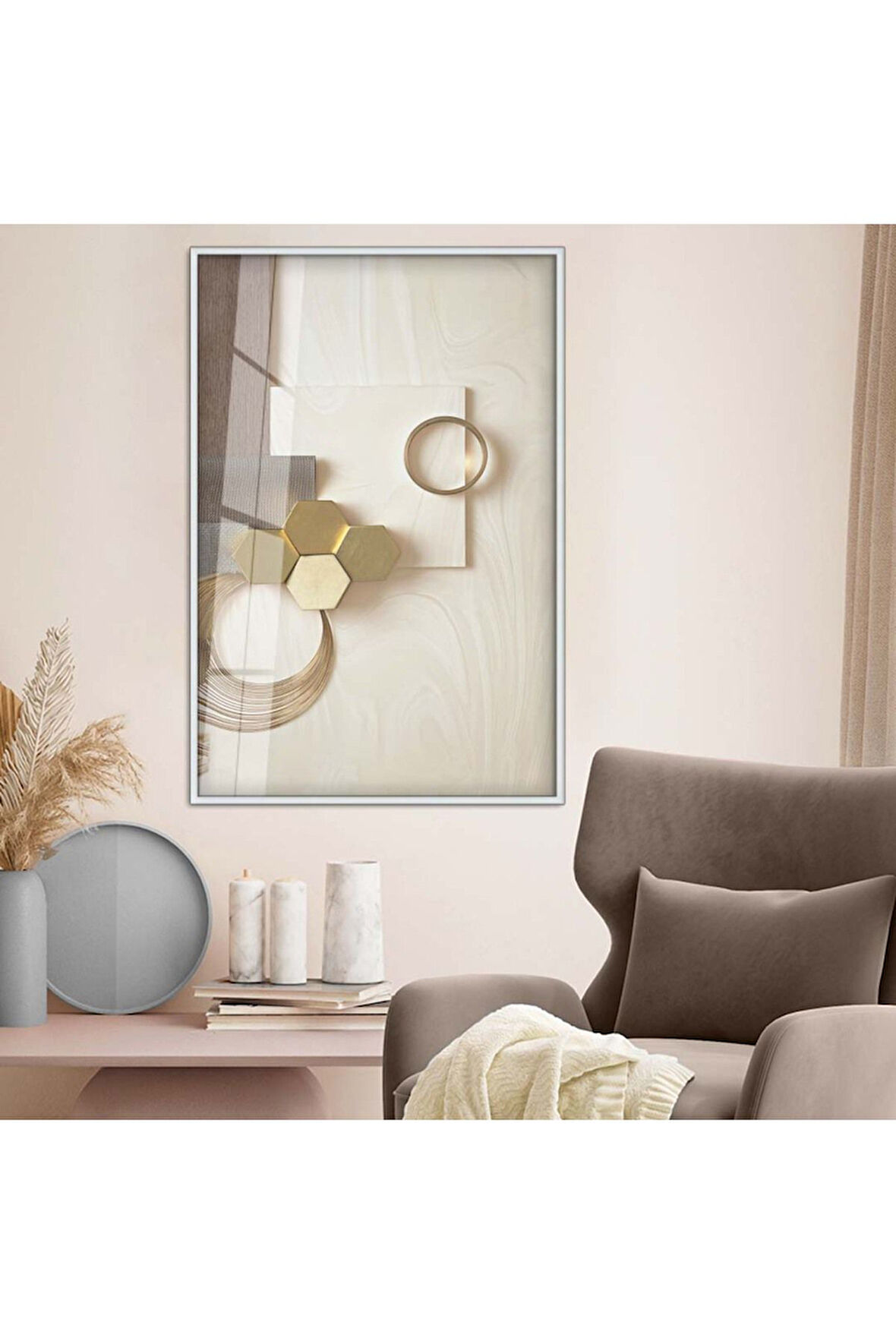 Siyah Metal Çerçeveli Modern Çizim Soyut Tema Kırılmaz Cam Tablo