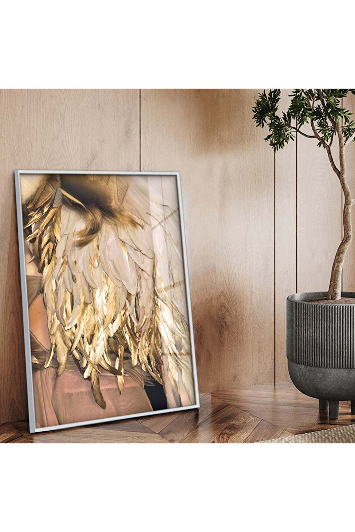 Gümüş Metal Çerçeveli Modern Çizim Kırılmaz Cam Tablo