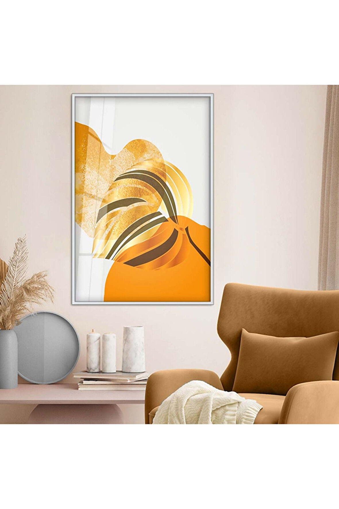 Siyah Metal Çerçeveli Kolaj Çizim Modern Tema Kırılmaz Cam Tablo