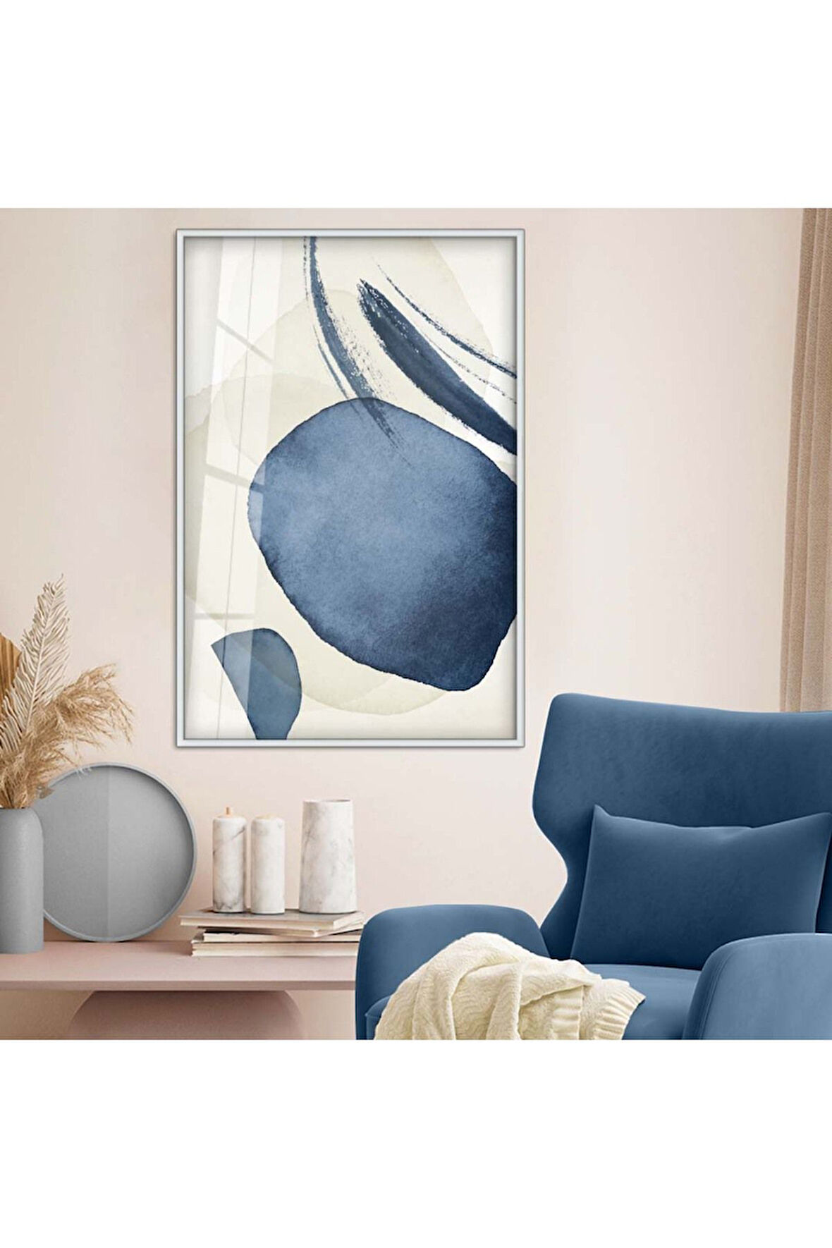 Gold Metal Çerçeveli Kolaj Çizim Kırılmaz Cam Tablo