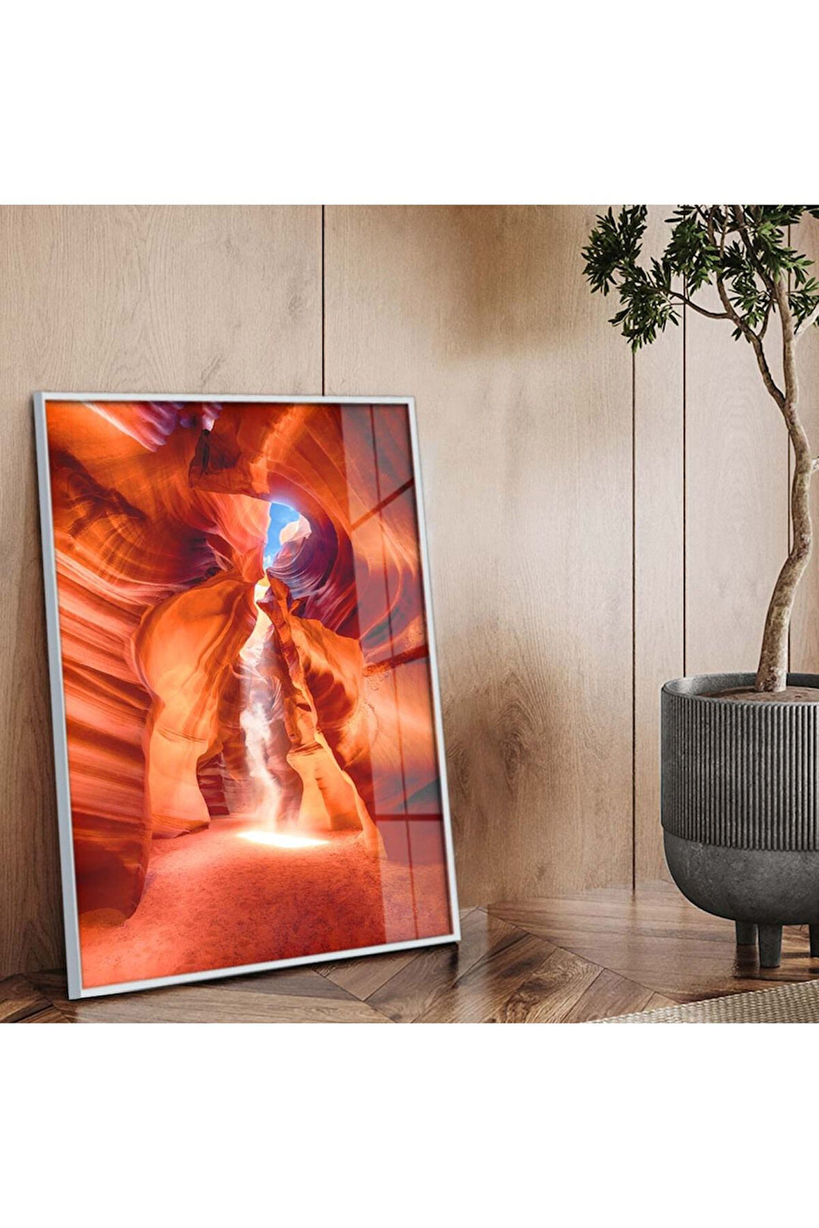 Gümüş Metal Çerçeveli Modern Çizim Kırılmaz Cam Tablo