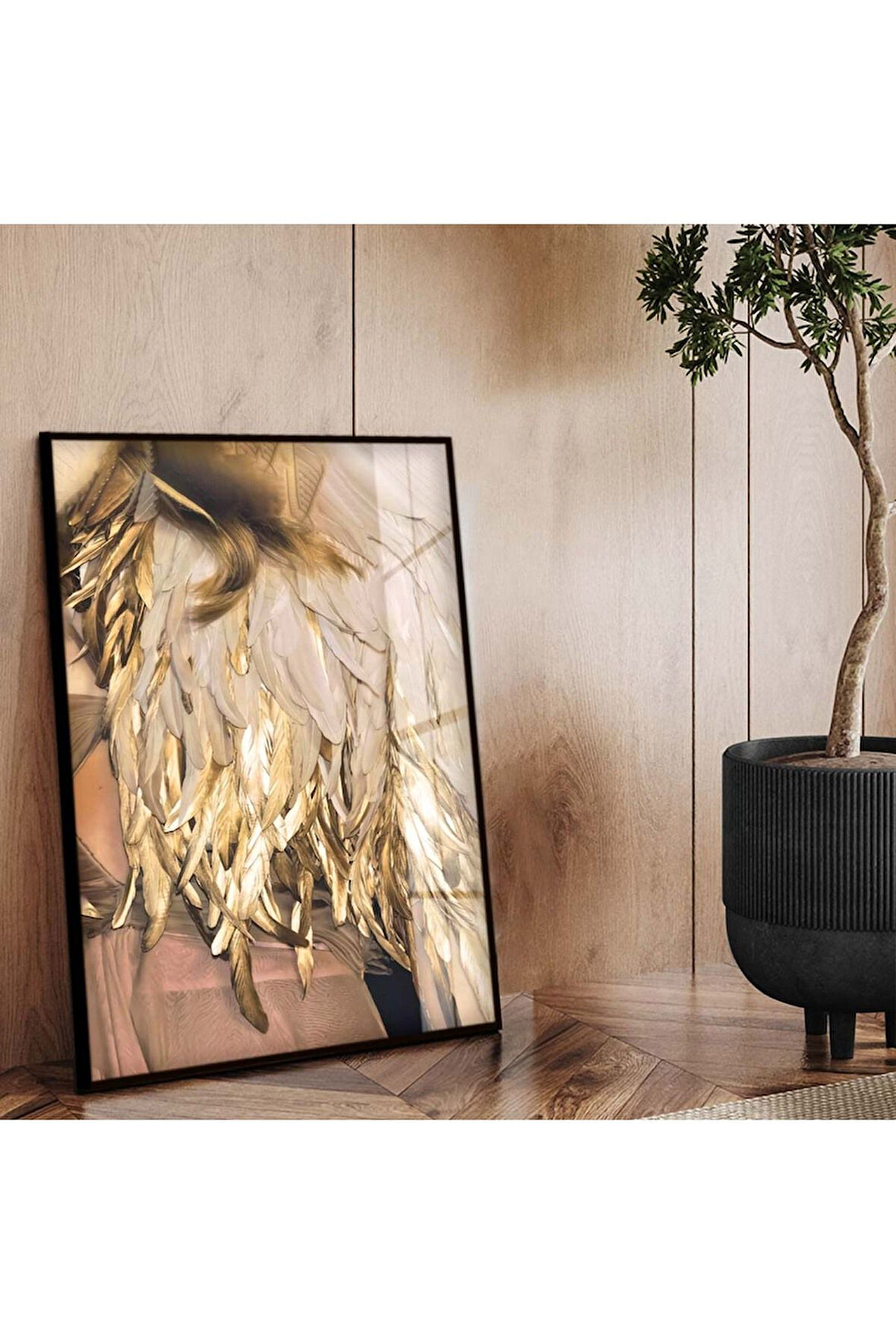 Siyah Metal Çerçeveli Modern Çizim Soyut Tema Kırılmaz Cam Tablo