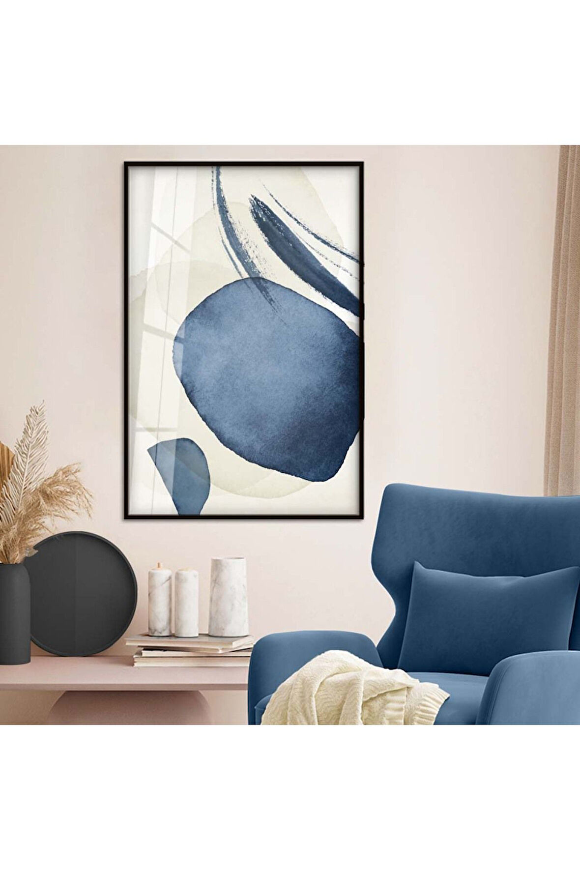 Gold Metal Çerçeveli Kolaj Çizim Kırılmaz Cam Tablo