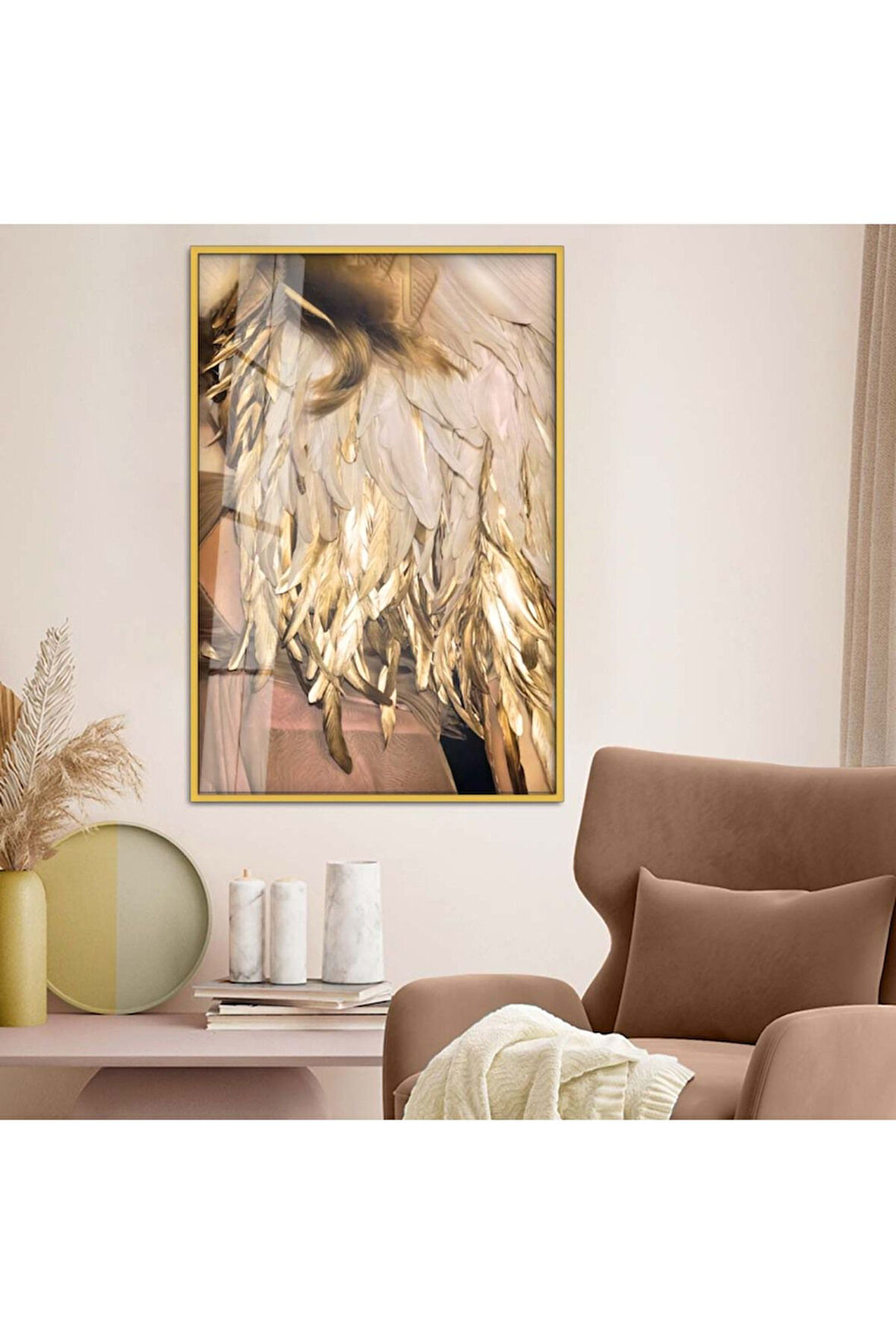 Gümüş Metal Çerçeveli Modern Çizim Kırılmaz Cam Tablo